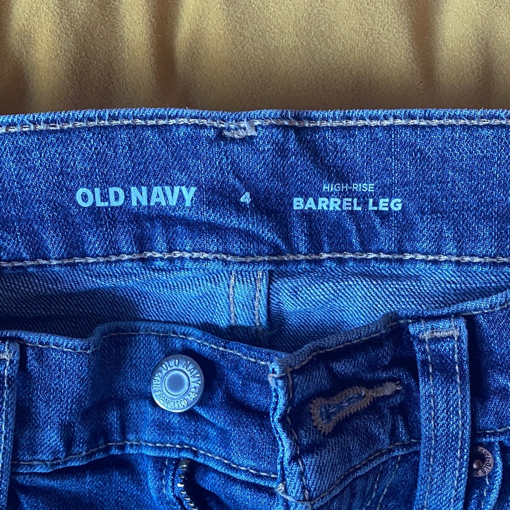 Old Navy Blue High-Rise Barrel Leg Jeans